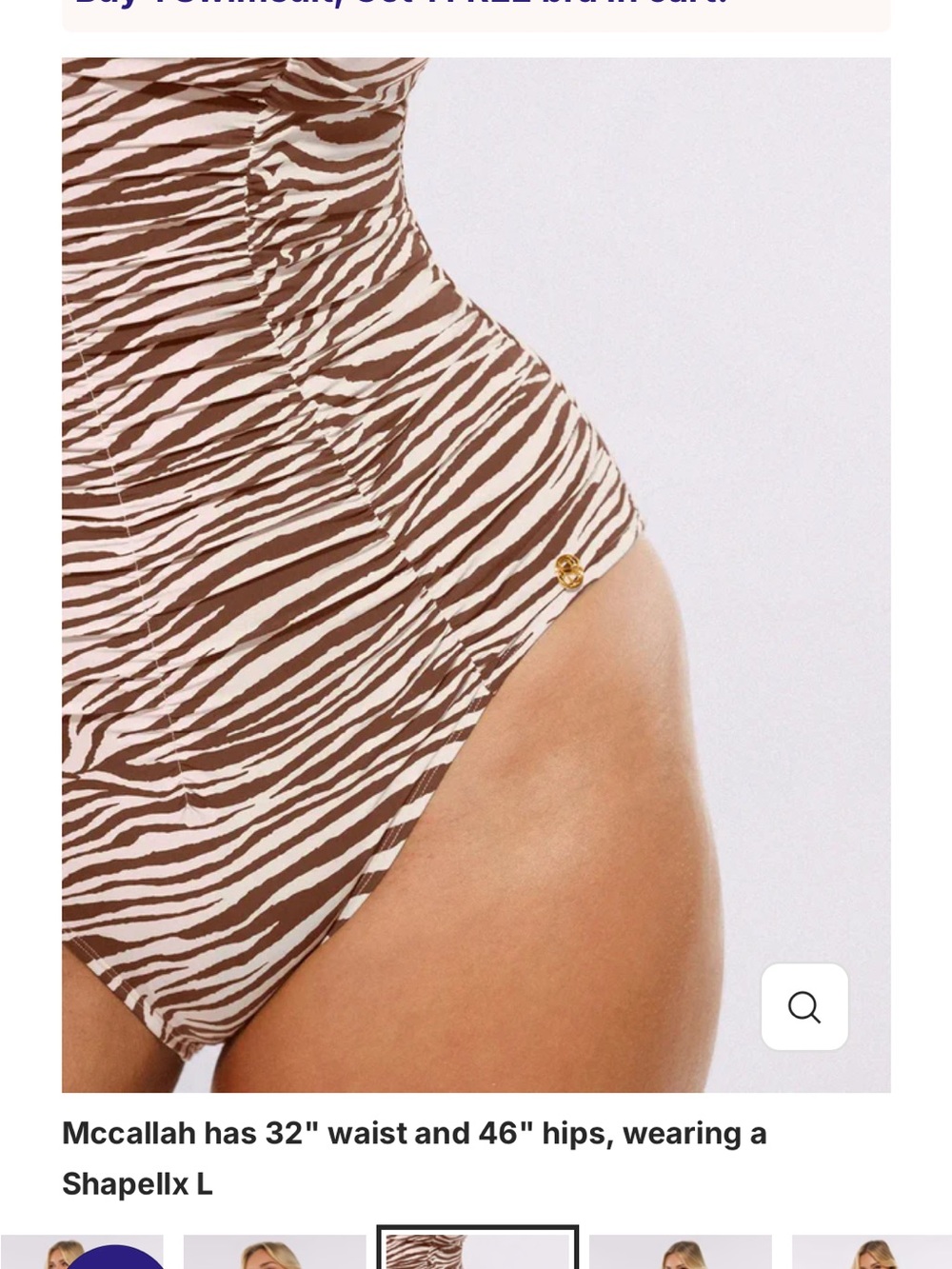 Women’s Brown Zebra-Print One-Piece Swimsuit - Picture 5 of 7